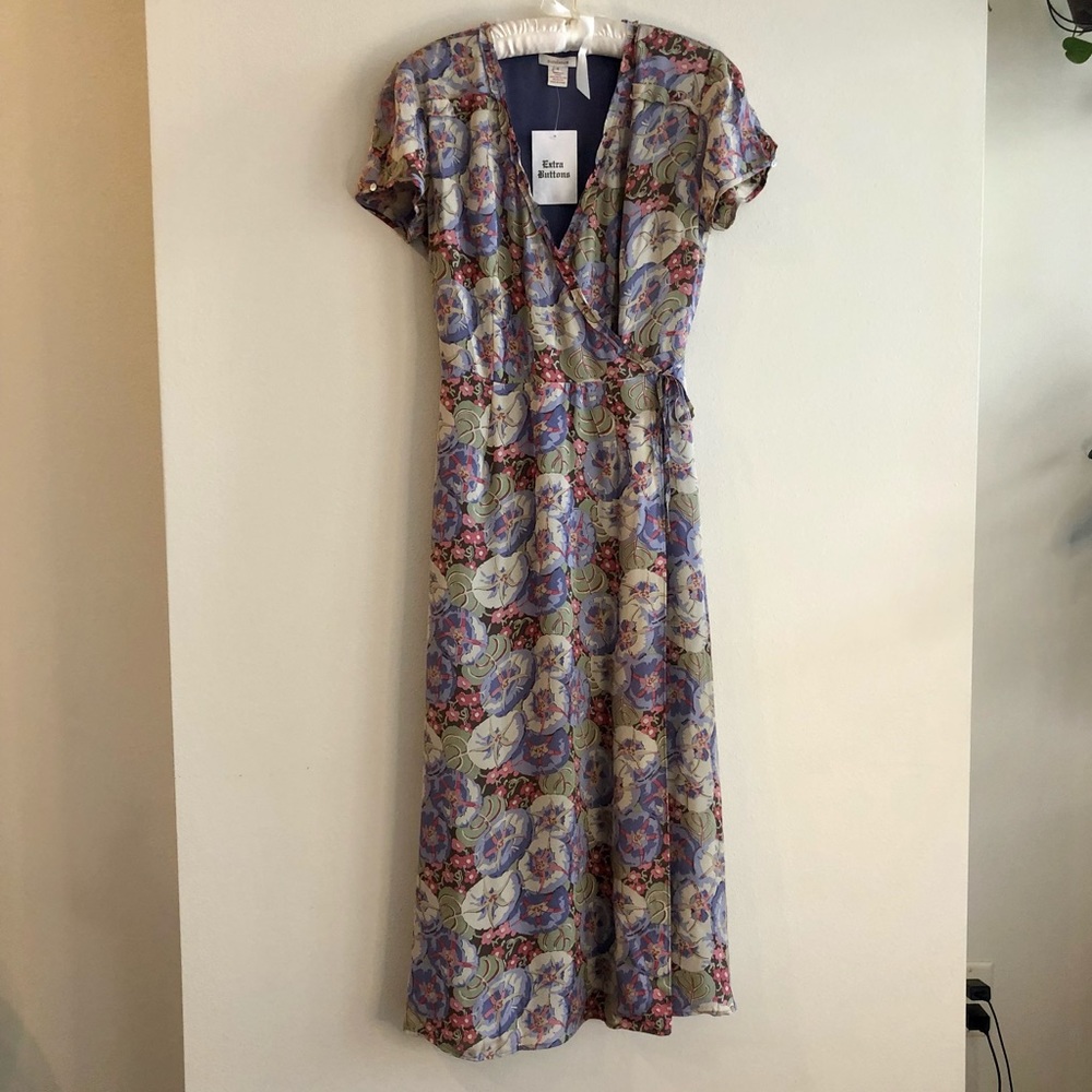 NWT Sundance Catalog Silk Floral Wrap Maxi Dress